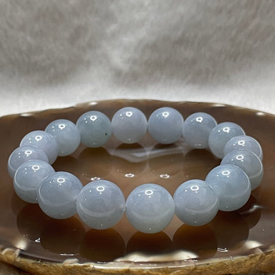 Type A High Quality Faint Grey & Lavender Jade Jadeite Beads Bracelet - 77.9g 14.5mm/bead 16 beads - Huangs Jadeite and Jewelry Pte Ltd