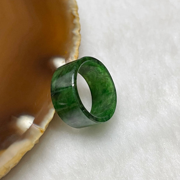 Type A Spicy Green Jade Jadeite Flat Ring 1.98g US3.25 HK6.5 Inner Diameter 14.6mm Thickness 7.8 by 1.8mm - Huangs Jadeite and Jewelry Pte Ltd