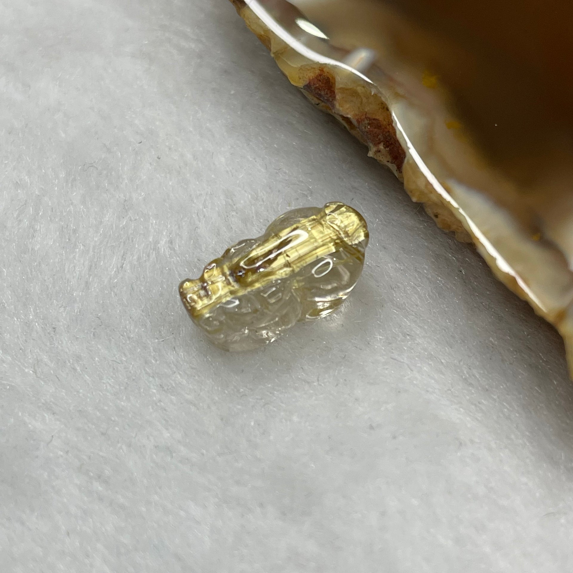 Natural Golden Rutilated Quartz Pixiu 1.23g 14.7 by 7.7 by 6.7mm - Huangs Jadeite and Jewelry Pte Ltd