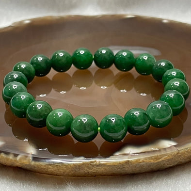 Type A Green Jade Jadeite Beads Bracelet - 32.24g 9.8mm/bead 20 beads - Huangs Jadeite and Jewelry Pte Ltd