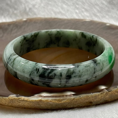 Type A Oily Green & Light Green Jade Jadeite Bangle - 53.18g Inner Diameter 58.3mm Thickness 13.8 by 7.1mm - Huangs Jadeite and Jewelry Pte Ltd