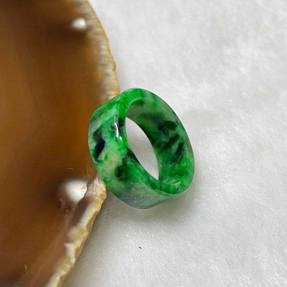 Type A Spicy Green Jade Jadeite Flat Ring 2.8g US4.5 HK9.5 Inner Diameter 15.4mm Thickness 7.0 by 2.4mm - Huangs Jadeite and Jewelry Pte Ltd