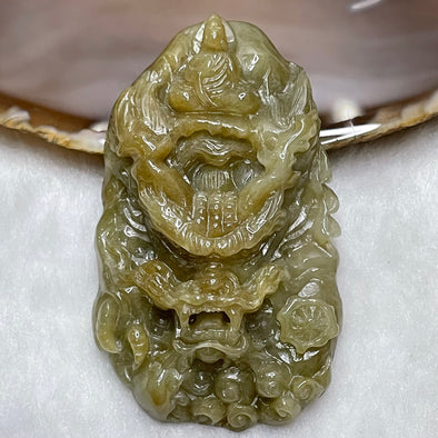 Type A Green & Yellow Jade Jadeite Dragon & Buddha Pendant - 42.4g 62.2 by 37.4 by 12.2mm - Huangs Jadeite and Jewelry Pte Ltd