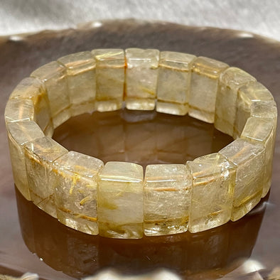 Natural Golden Rutilated Quartz Bracelet 手牌 - 65.46g 18.4 by 7.7mm/piece 19 pieces - Huangs Jadeite and Jewelry Pte Ltd