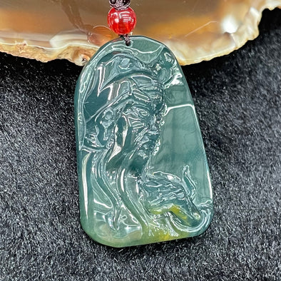 Type A Blueish Green Jade Jadeite Guan Gong - 16.97g 41.7 by 28.7 by 9.7mm - Huangs Jadeite and Jewelry Pte Ltd