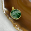 Type A Spicy Green Jadeite Wu Shi Pai Pendant with 18k Gold Setting - 1.93g 17.1 by 17.1 by 2.7mm - Huangs Jadeite and Jewelry Pte Ltd