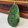 18K Yellow Gold Rare Type A Blueish Green with Dark Blueish Green Patches Jade Jadeite Authority Dragon Pendant with NGI Cert 159.56 cts 70.29 by 42.62 by 6.08mm - Huangs Jadeite and Jewelry Pte Ltd
