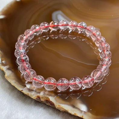 Natural High Quality Strawberry Quartz 12.98g 7.3mm/bead 26 beads - Huangs Jadeite and Jewelry Pte Ltd