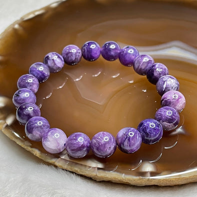 Natural Charoite Crystal Bracelet 28.93g 10.2mm/bead 20 beads - Huangs Jadeite and Jewelry Pte Ltd