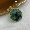 Type A Spicy Green Jadeite Wu Shi Pai Pendant with 18k Gold Setting - 2.00g 20 by 20 by 2mm - Huangs Jadeite and Jewelry Pte Ltd