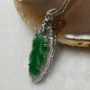 Type A Green Omphacite Jade Jadeite Leaf - 3.36g 40.1 by 15.0 by 4.8mm - Huangs Jadeite and Jewelry Pte Ltd