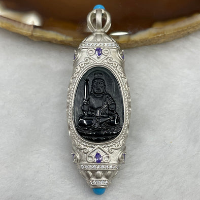 Type A Black Jade Jadeite Acala With 925 Silver Setting 13.56g 57.9 by 19.2 by 9.6mm - Huangs Jadeite and Jewelry Pte Ltd