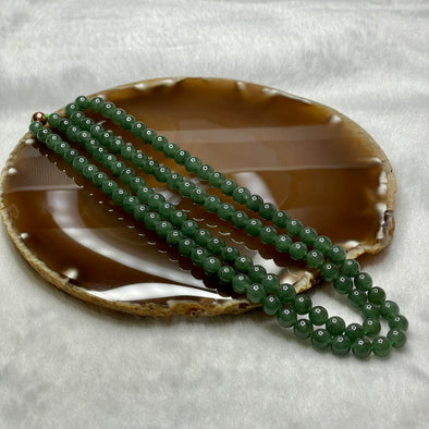 Type A Semi Icy Green Jade Jadeite Necklace 62.81g 7.0mm/bead 108 beads - Huangs Jadeite and Jewelry Pte Ltd