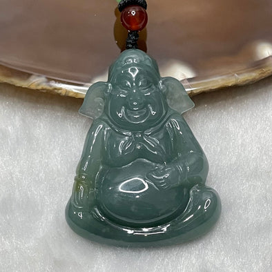 Type A Blueish Green & Yellow Jade Jadeite 猪八戒 Necklace - 16.76g 42.3 by 32.8 by 7.9mm - Huangs Jadeite and Jewelry Pte Ltd