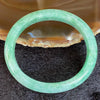 Type A Green Dou Qing Oval Bangle - 39.06g inner diameter 53.6mm Thickness 11.6 by 7.2mm - Huangs Jadeite and Jewelry Pte Ltd