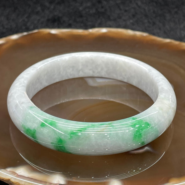 Type A Burmese Spicy Green Jade Jadeite Bangle - 56.8g 57.4mm inner diameter 12.7mm thickness - Huangs Jadeite and Jewelry Pte Ltd