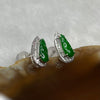 Type A Spicy Green Jade Jadeite Peapod 18k White Gold Earrings 1.57g 12.4 by 6.2 by 4.6mm - Huangs Jadeite and Jewelry Pte Ltd