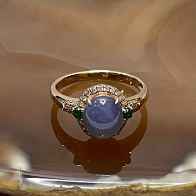 Type A Lavender Jade Jadeite 18K Gold Ring HK14 US6.5 Inner Diameter 17.2mm 3.30g 8.4 by 7.5 by 8.2mm - Huangs Jadeite and Jewelry Pte Ltd