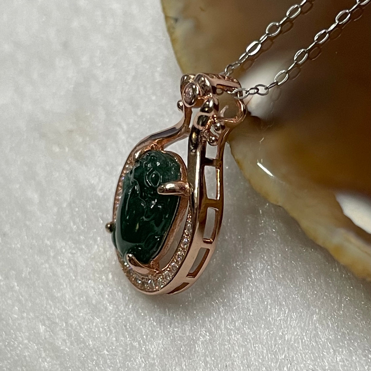 Type A Green Omphacite Jade Jadeite Pixiu - 2.22g 21.6 by 14.4 by 5.6mm - Huangs Jadeite and Jewelry Pte Ltd