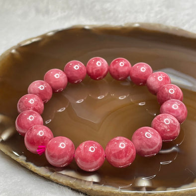 Natural Rhodonite Crystal Bracelet 56.85g 12.4mm/bead 17 beads - Huangs Jadeite and Jewelry Pte Ltd