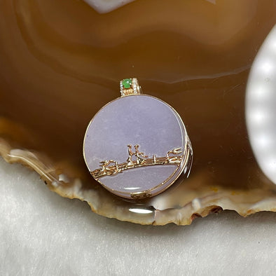 Type A Semi Icy Lavender Jade Jadeite 18k Rose Gold 11.1g 32.3 by 26.1 by 7.0mm - Huangs Jadeite and Jewelry Pte Ltd