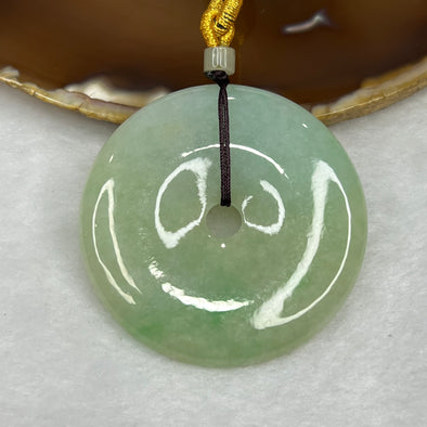 Type A Yellow and Green Jade Jadeite Ping An Kou Pendant - 46.20g 52.7 by 52.7 by 7.3 mm - Huangs Jadeite and Jewelry Pte Ltd