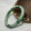 Type A Light Green with Green Patches Jade Jadeite Bangle - 35.02g Inner Diameter 56.8mm Thickness 9.9 by 6.8mm - Huangs Jadeite and Jewelry Pte Ltd