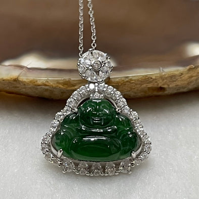 Type A Green Omphacite Jade Jadeite Milo Buddha - 3.05g 24.1 by 20.8 by 6.4mm - Huangs Jadeite and Jewelry Pte Ltd