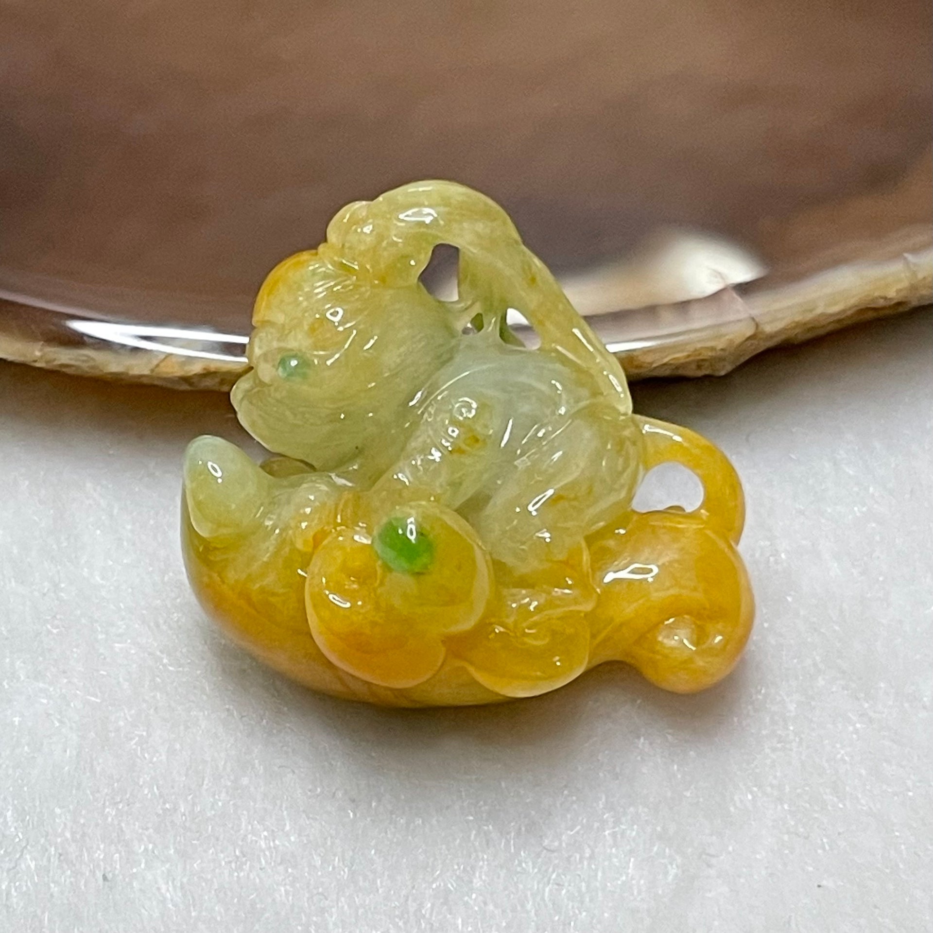 Type A Green & Yellow Jade Jadeite Sun Wu Kong - 18.30g 29.7 by 33.2 by 21.1mm - Huangs Jadeite and Jewelry Pte Ltd