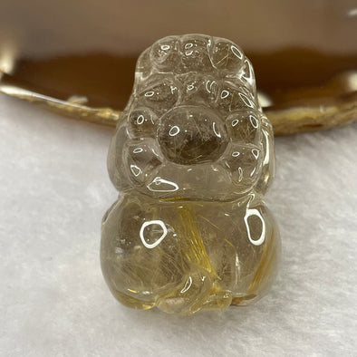 Natural Golden Rutilated Quartz Pixiu Pendant for Wealth and Protection - 44.89g 42.5 by 29.2 by 22.4mm - Huangs Jadeite and Jewelry Pte Ltd