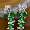 Type A Spicy Green Jade Jadeite Dangling Earrings 18k white gold & diamonds 4.84g 48.4 by 11.0 by 3.2mm each - Huangs Jadeite and Jewelry Pte Ltd
