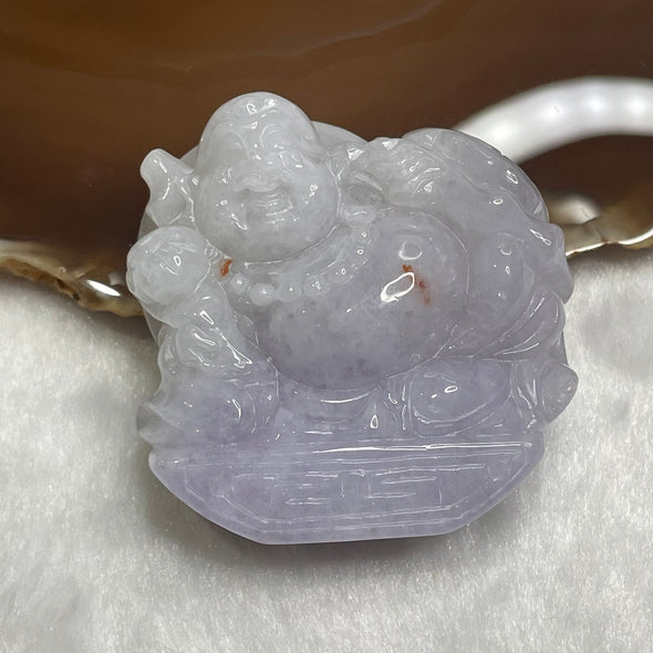 Type A Lavender & Red Spots Milo Buddha Display 90.54g 53.2 by 52.3 by 17.2mm - Huangs Jadeite and Jewelry Pte Ltd