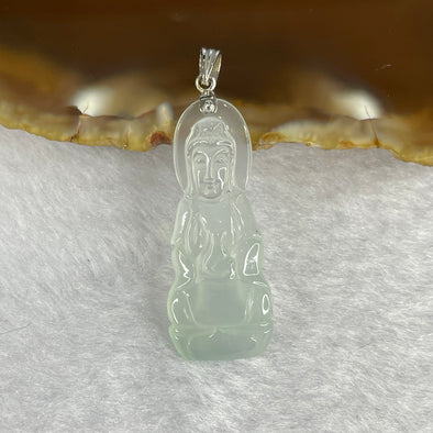 18K White Gold Type A HIGH ICY Colorless Jadeite Guan Yin 3.02g 31.57 by 12.72 by 3.97 with NGI Cert - Huangs Jadeite and Jewelry Pte Ltd