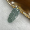 Type A Semi Icy Blueish Green Leaf Jade Jadeite Pendant with 18k Gold Clasp 1.74g 25.8 by 13.4 by 2.5mm - Huangs Jadeite and Jewelry Pte Ltd