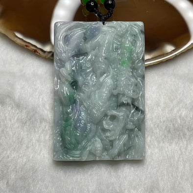 Type A Lavender & Spicy Green Jade Heibai Wuchang 黑白无常 Hell Gods of Wealth 85.91g 69.3 by 45.2 by 11.3mm - Huangs Jadeite and Jewelry Pte Ltd