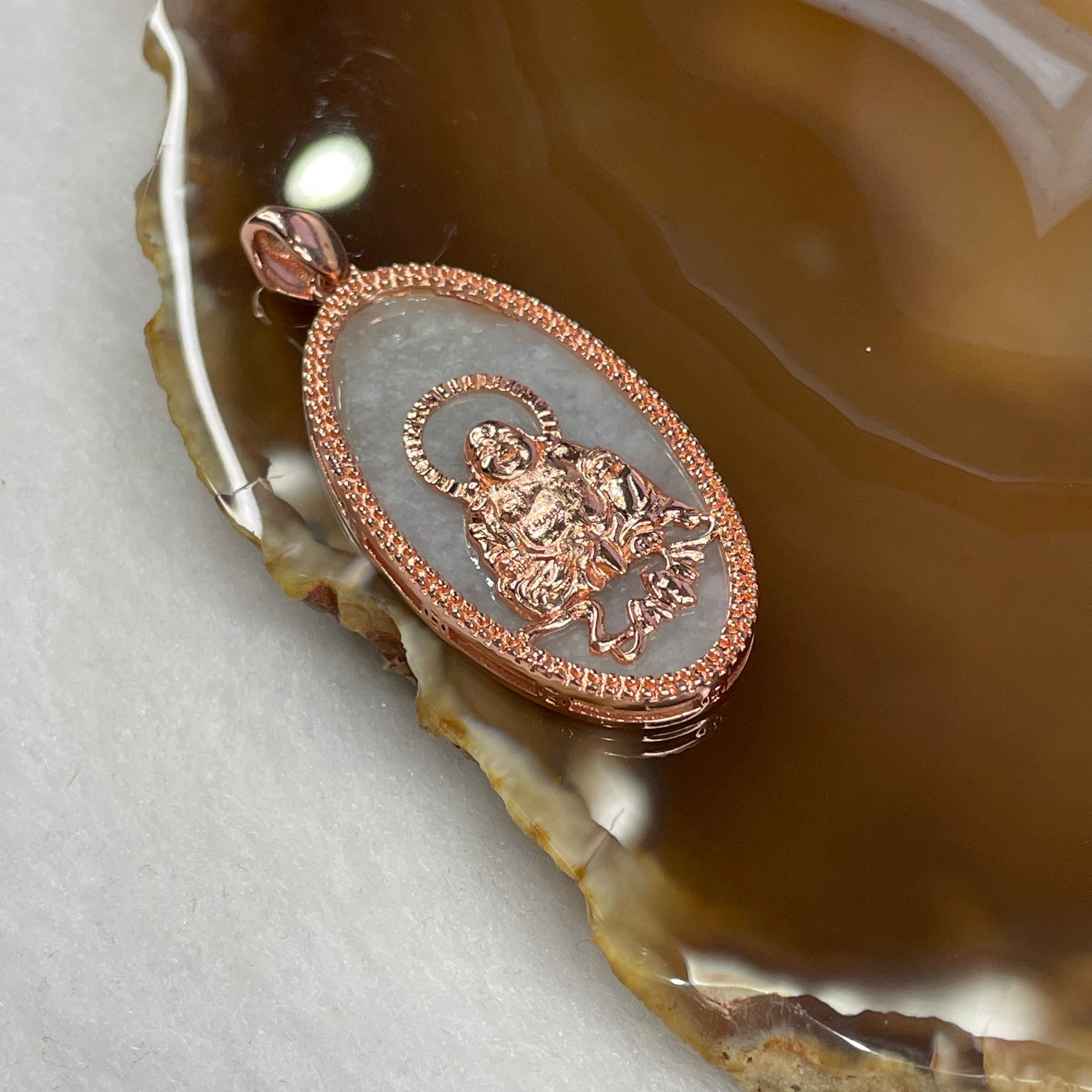 Type A Faint Green Jade Jadeite Milo Laughing Buddha with 925 Silver Pendant - 8.7g 39.8 by 22.0 by 3.9mm - Huangs Jadeite and Jewelry Pte Ltd