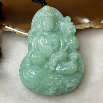 Type A Apple Green Jadeite Guan Yin 62.35g 61.0 by 43.5 by 12.5mm - Huangs Jadeite and Jewelry Pte Ltd