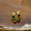Type A Green Jade Jadeite Flower Pair of Earrings with 18K Gold - 1.53g 3.5 by 3.5 by 2.9mm - Huangs Jadeite and Jewelry Pte Ltd