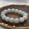 Type A Faint Green & Grey Jade Jadeite Beads Bracelet - 58.31g 13.2mm/bead 15 beads - Huangs Jadeite and Jewelry Pte Ltd