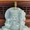 18K Type A Faint Lavender & Green Jade Jadeite Tu Di Gong Earth God Wealth Pendant -44.5g 53.3 by 44.8 by 11.6mm - Huangs Jadeite and Jewelry Pte Ltd