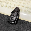 Type A Black Jade Jadeite Guan Yin Head Pendant 11.14g 34.1 by 17.9 by 10.5mm - Huangs Jadeite and Jewelry Pte Ltd