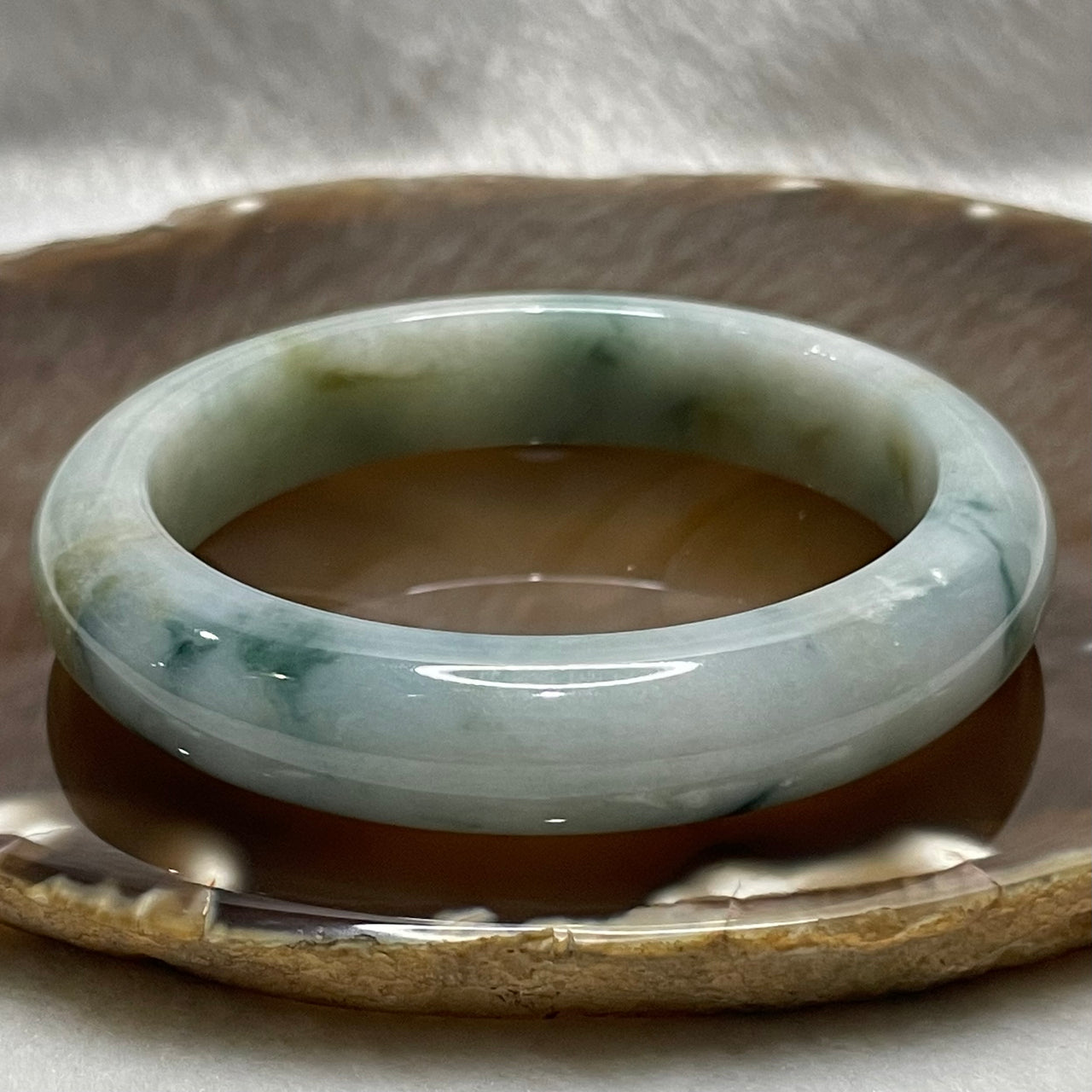 Type A Yellow & Green Piao Hua Jade Jadeite Bangle - 66.7g Inner Diameter 57.3mm Thickness 12.6 by 9.0mm - Huangs Jadeite and Jewelry Pte Ltd
