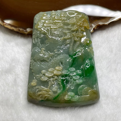 Rare High Quality Type A Shan Shui Jade Jadeite with Imperial Green Veins 102.12g 73.0 by 50.7 by 11.7mm - Huangs Jadeite and Jewelry Pte Ltd