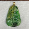 18k Yellow Gold High Quality Translucent Type A Light Green with Green, Dark Blueish Green and Russet Patches Jade Jadeite Shan Shui Pendant with NGI Cert for Benefactor Luck 231.82 cts 63.65 by 43.42 by 10.22mm - Huangs Jadeite and Jewelry Pte Ltd