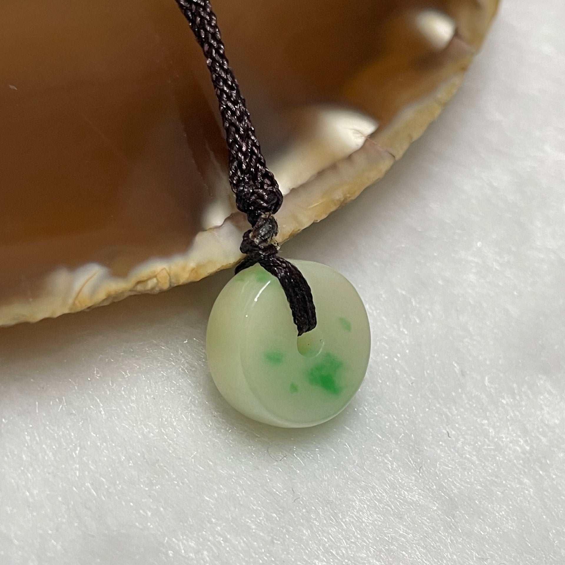 Type A Green Jade Jadeite Ping An Kou 3.42g 14.1 by 14.1 by 5.1mm - Huangs Jadeite and Jewelry Pte Ltd