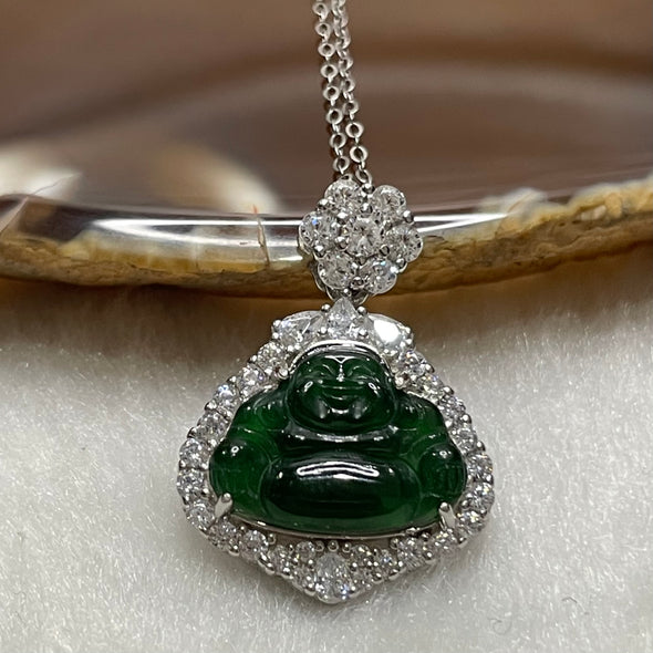 Type A Green Omphacite Jade Jadeite Milo Buddha - 3.54g 26.0 by 18.5 by 5.5mm - Huangs Jadeite and Jewelry Pte Ltd