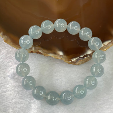 Rare ICY Type A Sky Blue Bracelet 17 Beads 47.57g 11.8mm each - Huangs Jadeite and Jewelry Pte Ltd