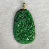 18 Yellow Gold Rare Type A Green with Dark Green Patches Jade Jadeite Prosperity Dragon Feng Shui Pendant with NGI Cert 142.63 cts 57.91 by 36.09 by 7.43mm - Huangs Jadeite and Jewelry Pte Ltd