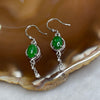 Type A Spicy Green Jade Jadeite Earrings 18k White Gold 2.55g 38.5 by 8.8 by 5.5mm - Huangs Jadeite and Jewelry Pte Ltd