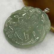 Type A Icy Green Jade Jadeite Guan Yin Pendant with 18K Gold Clasp - 26.40g 51.6 by 50.7 by 6.2mm - Huangs Jadeite and Jewelry Pte Ltd